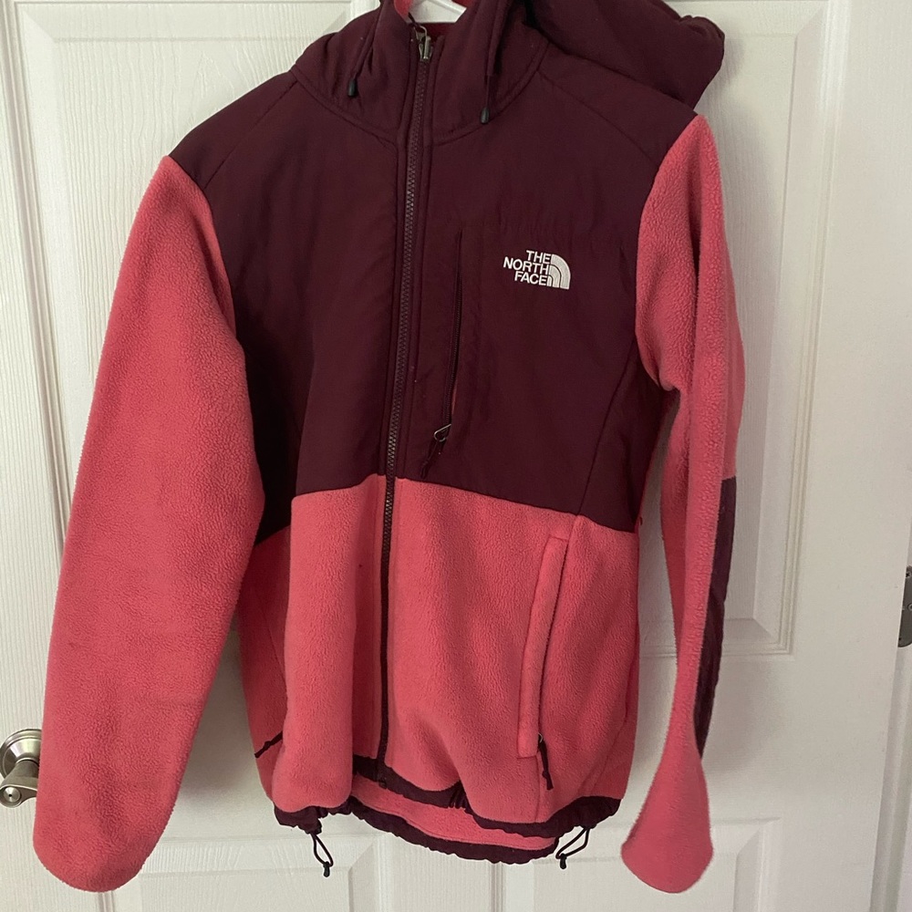 Pink hooded northface jacket